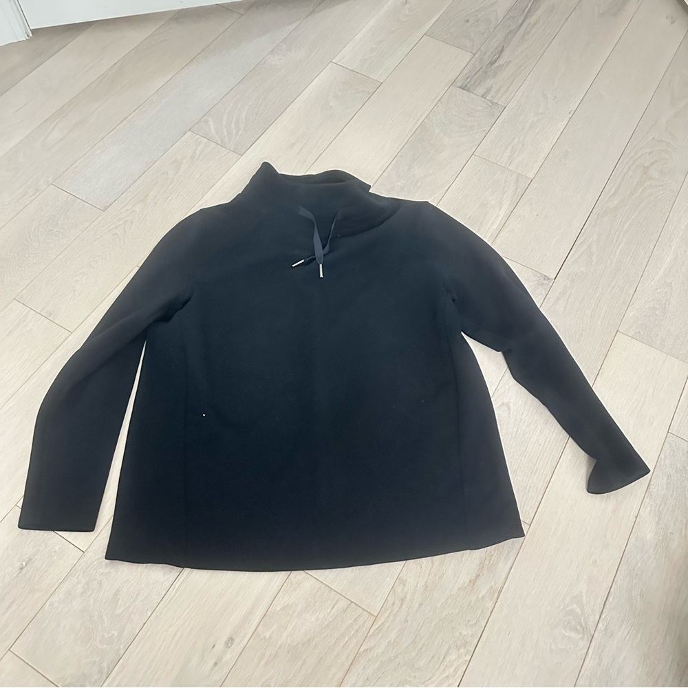 SPANX Black Funnel Neck Pullover Sweatshirt